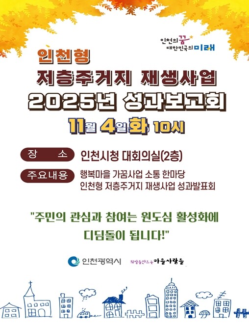 인천시,‘2025년 인천형 저층주거지...