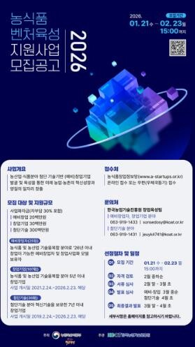 전남도, 10일 농식품 벤처육성 지원...