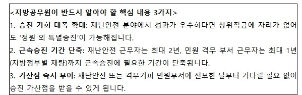 행정안전부, 재난안전·민원 현장 지방공무원, 승진 빨라지고 인센티브 늘어난다